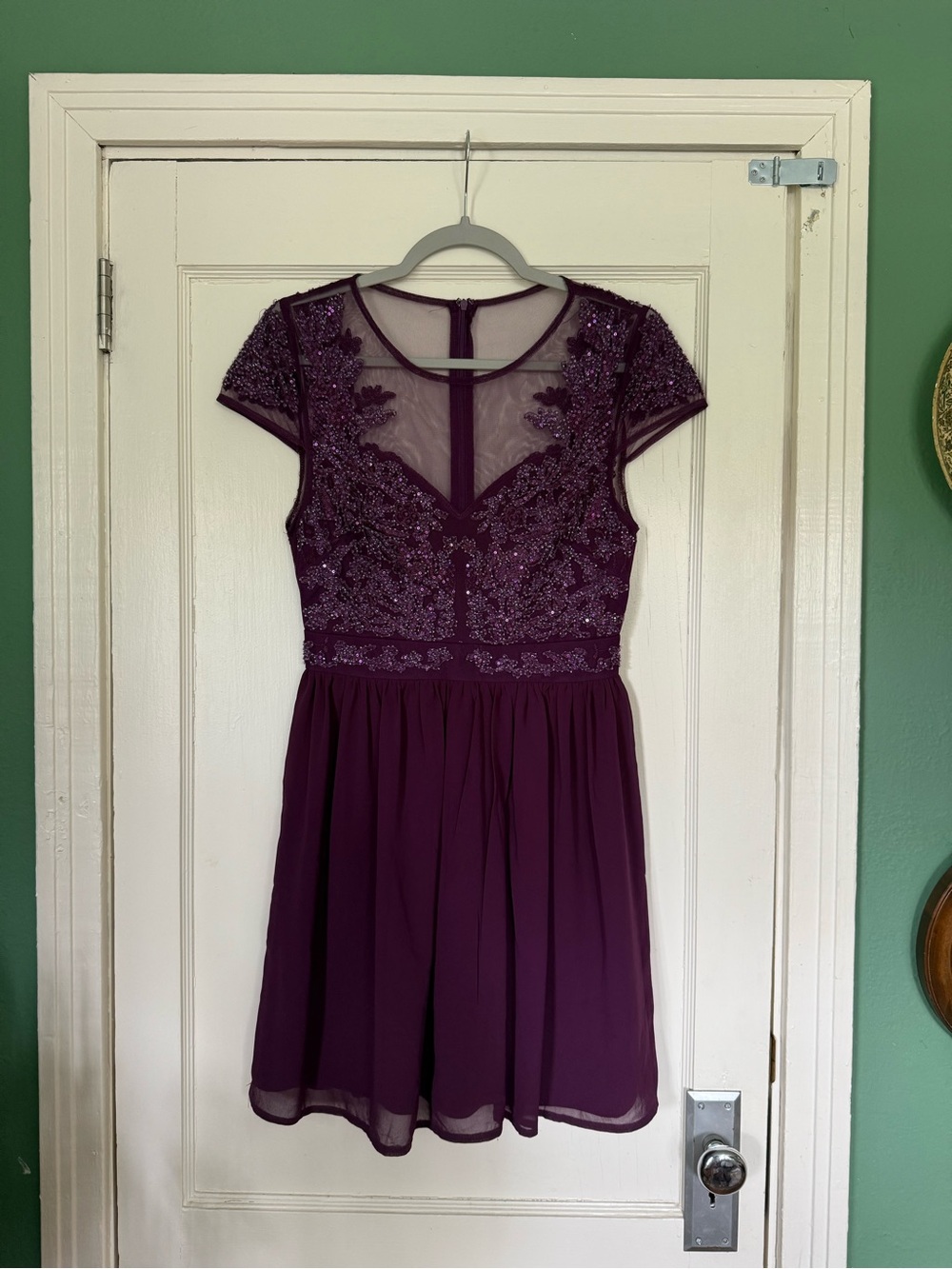 Francesca’s Beaded Purple Embellished Short Dress